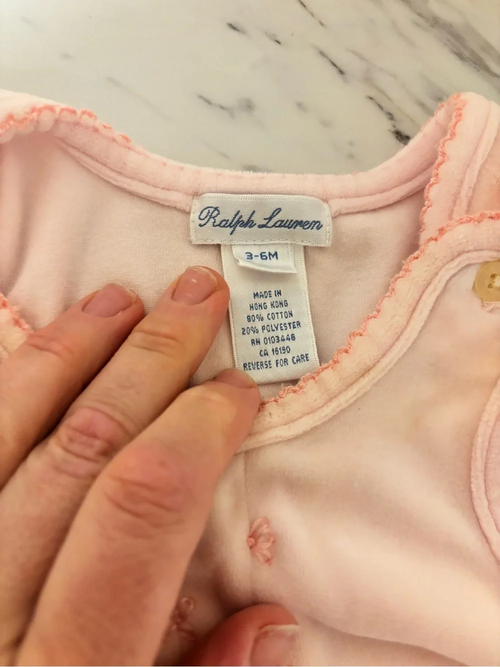 Ralph Lauren Pink and White Infant Sleeper Rompers